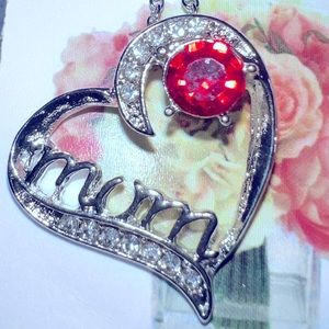 Mom necklace, mothers day gift, silver heart necklace
